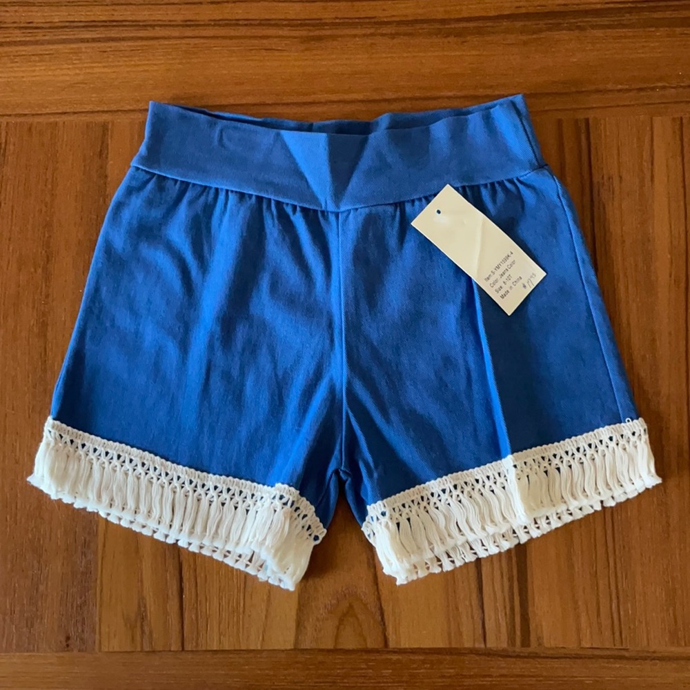 Girl’s Blue Fringe Shorts Sz 8